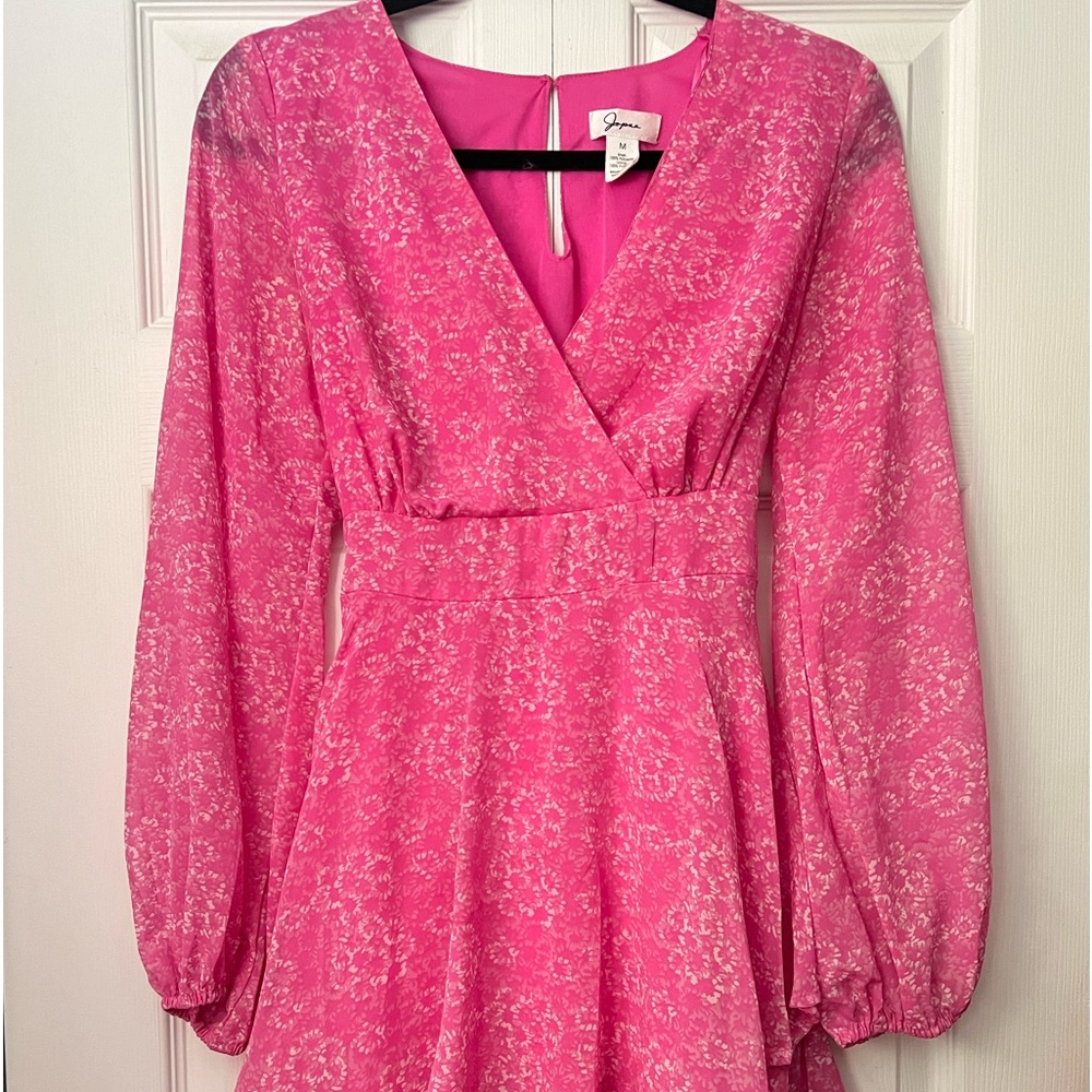 long sleeve pink mini dress - size medium